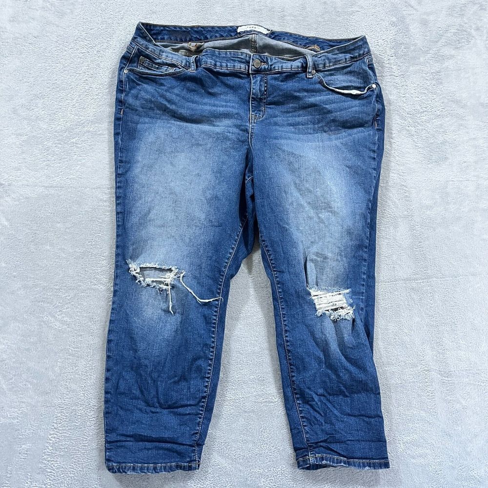 Torrid High Rise Ankle Jeans Womens Size‎ 24R Blue Denim Distressed